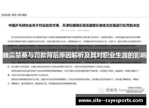 魏震禁赛与罚款背后原因解析及其对职业生涯的影响